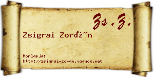 Zsigrai Zorán névjegykártya