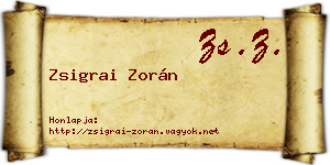 Zsigrai Zorán névjegykártya